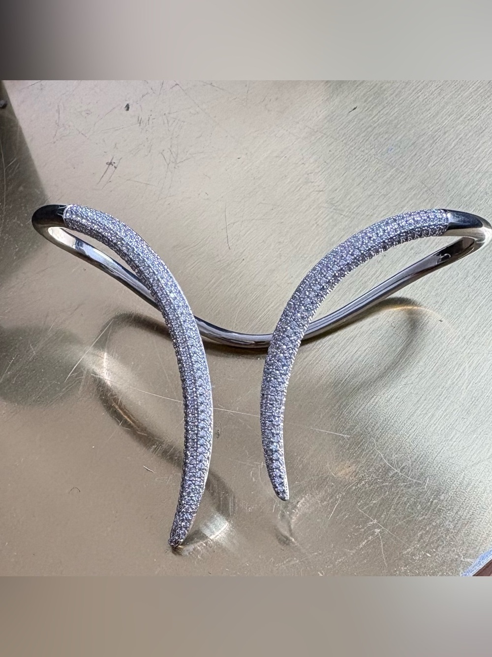 OOAK Sparkling CZ Silver Pavé hand Cuff